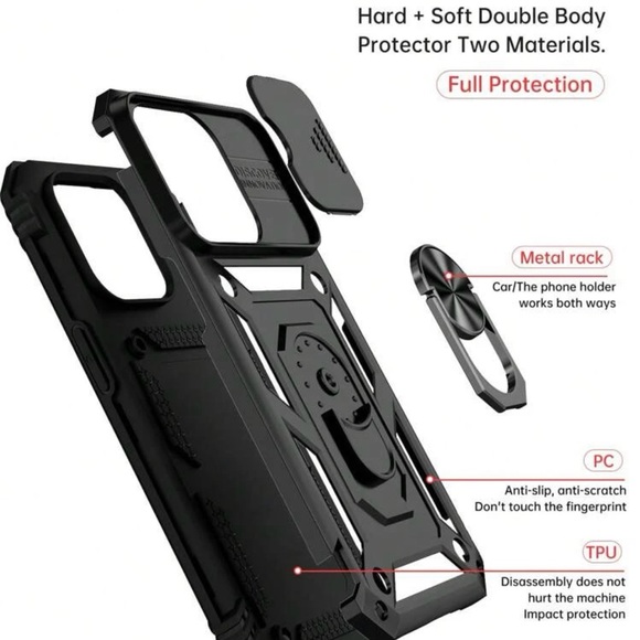 Iphone 14 Anti-slip Phone Case With Magnetic Ring Holder - Picture 8 of 8